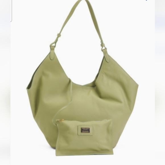 VIOLA CASTELLANI Made ln Italy Leather Hobo With Oval Bottom.Sage. NWT - Picture 1 of 16